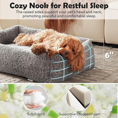 JOEJOY Small Dog Bed for Small Dogs, Washable Orthopedic Premium Soft Corduroy Fleece Pet Bed with Removable Zipper Cover, Cute Calming Puppy Bed with Non Skid Bottom