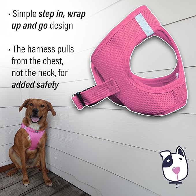 DOGGIE DESIGN Choke Free Reflective Step in Ultra Harness Pink American River (XXL)