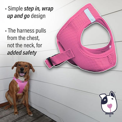 DOGGIE DESIGN Choke Free Reflective Step in Ultra Harness Pink American River (XXL)