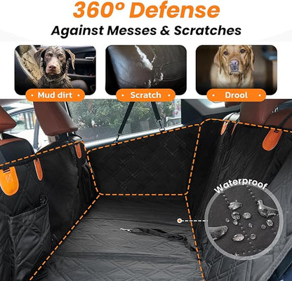 Roilpet Dog Car Seat Cover for Back Seat: Hard Bottom Back Seat Extender for Dogs - Durable Dog Hammock for Car Truck SUV - Waterproof Car Seat Protector for Dogs, Prevent Pet Falls, Easy to Install