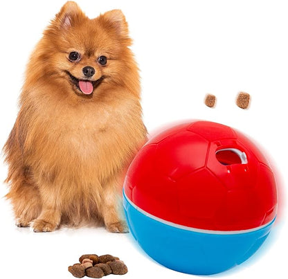 amicus Mini - Crazy Ball Dispenser - Pet Toy - Interactive Treat Dispensing - pet Ball to Keep Them Busy - Slow Feeder - 100g/3.5 oz - Red/Blue