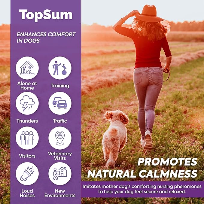 TopSum Calming Diffuser for Dog: 4 Pack Dog Pheromones Calming Refills for Stress, Barking, Chewing, Pee Accidents & Separation Behaviors