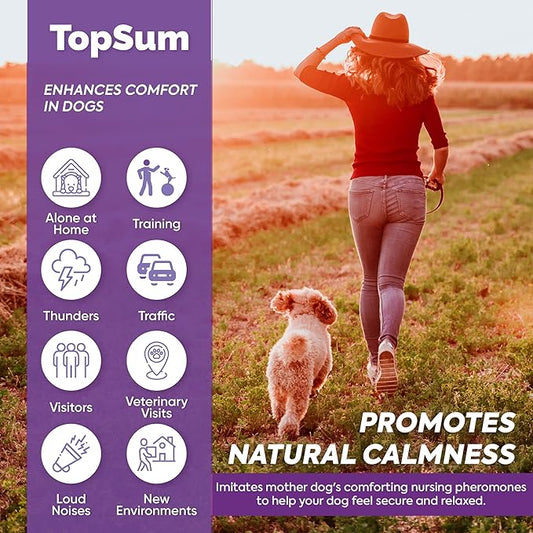 TopSum Calming Diffuser for Dog: 4 Pack Dog Pheromones Calming Refills for Stress, Barking, Chewing, Pee Accidents & Separation Behaviors