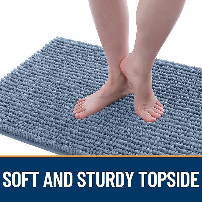 OLANLY Dog Door Mat for Muddy Paws 36x24, Ultra Absorbent Chenille Mud Doormat, Non-Slip Washable and Dirt Trapping Doormat for Indoor Entryway, Quick-Dry Indoor Pet Bed Mats for Dogs, Airy Blue