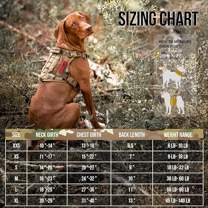 Tactical Dog Harness Vest with Handle, Military Dog Harness for Large Medium Dogs,No-Pull Service Dog Vest with Hook & Loop Panels,Adjustable Dog Vest Harness for Walking Hiking Training（Camo）