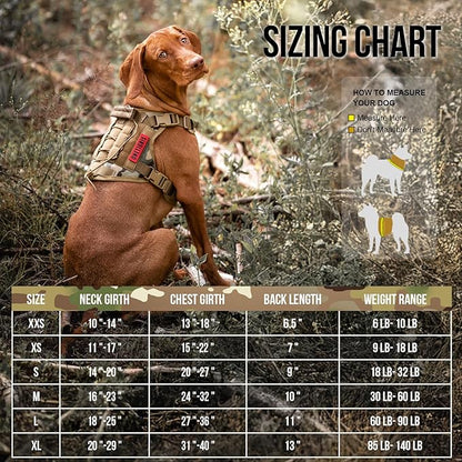Tactical Dog Harness Vest with Handle, Military Dog Harness for Large Medium Dogs,No-Pull Service Dog Vest with Hook & Loop Panels,Adjustable Dog Vest Harness for Walking Hiking Training（Camo）