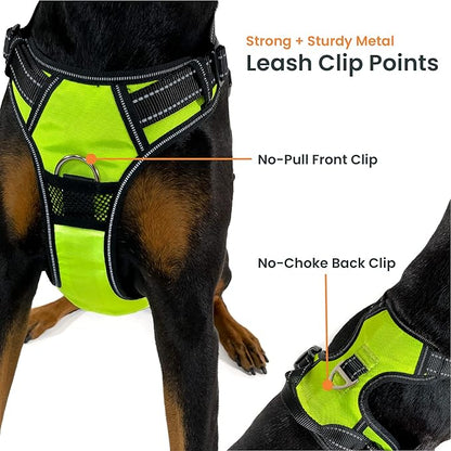 4Knines No Pull Dog Harness for XL Dogs – Adjustable Reflective Harness with Front & Back Leash Clips – Padded for Comfort – Durable, Easy Control for Walks & Training (Black)