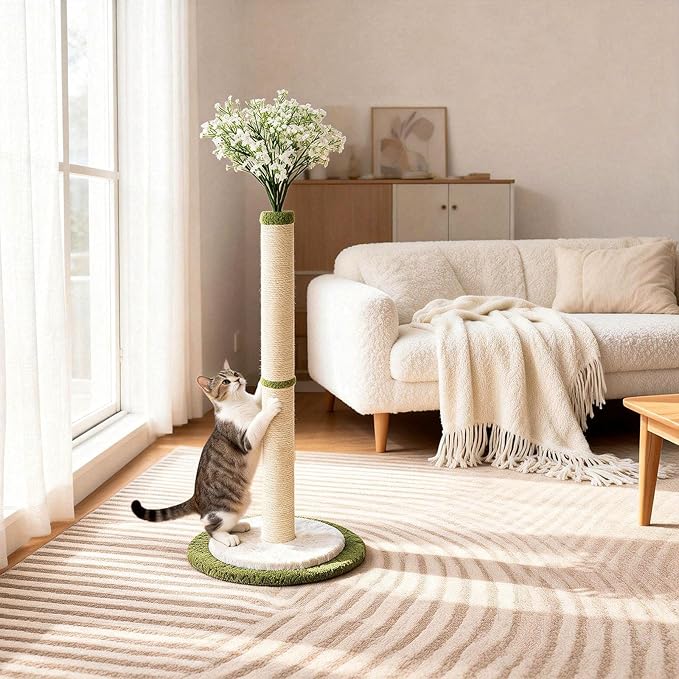 CWV 45" Tall Cat Scratching Post, Cute Starlight Bouquet Cat Scratcher for Indoor Adult Cats & Kittens, Cat Tree with Sturdy Base, Sisal Rope, Interactive Toys & Cat Gifts, Rascadores para Gatos