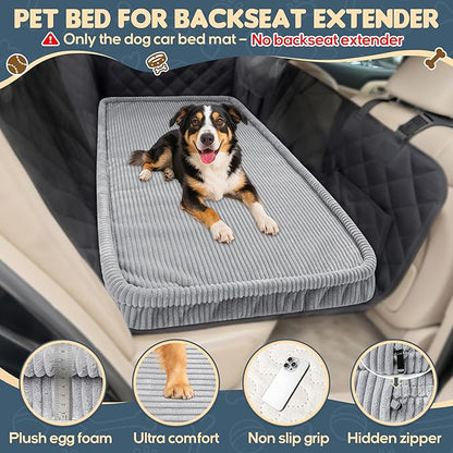 Dog Car Bed, Non-Slip Backseat Extender Pet Mat, Removable Washable Dog Bed for SUVs, Sedans & Trucks, Anti-Slip Travel Bed for Dogs, Easy Clean & Scratch-Proof & Comfort Light Gray (50"L×24.6"W×2"H))