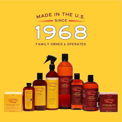 Leather Honey Cleaner and Conditioner Bundle with 16oz Spray Cleaner with UV Protectant and 8oz Conditioner