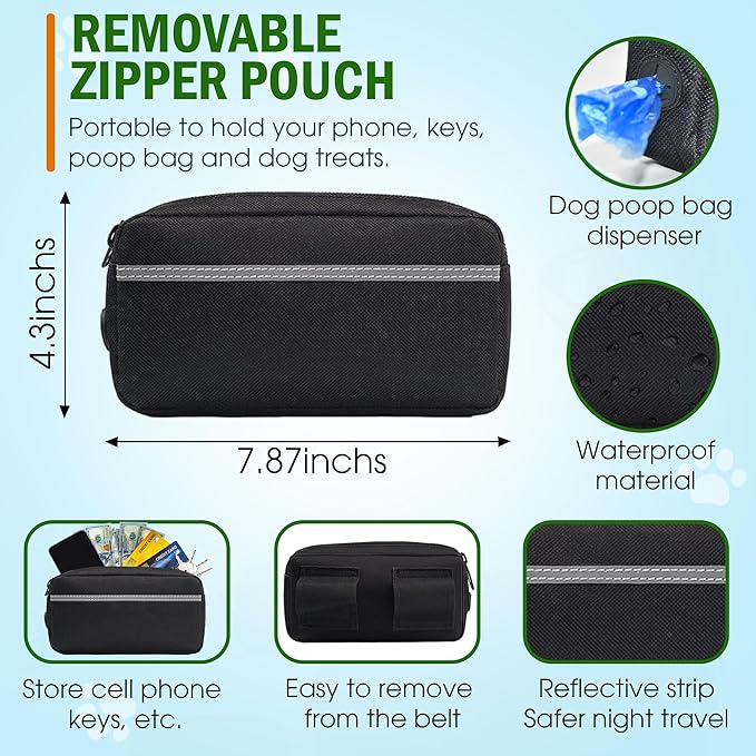 Hands Free Dog Leash with Waist Belt – No-Pull Bungee, Dual Padded Handles & Zipper Pouch for Running, Walking & Training – Adjustable Waist Leash for Large & Medium Dogs (Chartreuse)