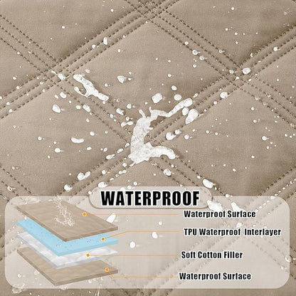 Smiry Waterproof Dog Bed Cover Blanket 52x82, Soft Reversible Pet Blanket, Washable Leakproof Cats Dogs Couch Cover for Sofa, Couch, Furniture, Lattice, Taupe/Taupe