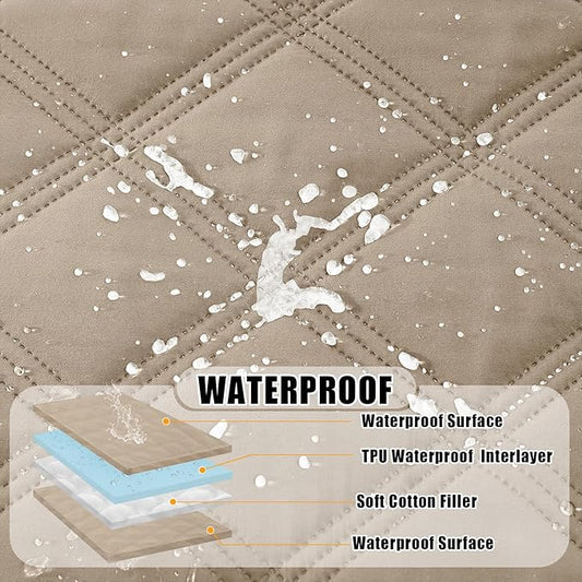 Smiry Waterproof Dog Bed Cover Blanket 52x82, Soft Reversible Pet Blanket, Washable Leakproof Cats Dogs Couch Cover for Sofa, Couch, Furniture, Lattice, Taupe/Taupe