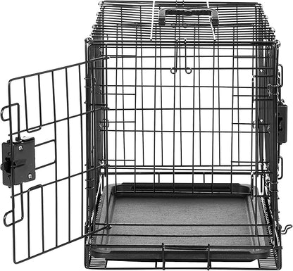 Amazon Basics - Durable,Foldable Metal Wire Dog Crate with Tray, Double Door, Divider, 22 x 13 x 16 in, Black