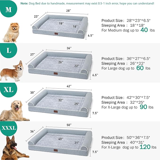 Orthopedic Dog Beds for Small Medium Dogs,Waterproof Lined Egg Crate Foam Pet Bed Mat with Removable and Washable Cover and Non Slip Bottom,Dog Sofa Soft Bed