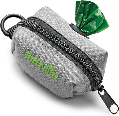 Tuff Mutt Dog Poop Bag Holder with Velcro Attachment - Durable Fabric Poop Bag Dispenser for Leashes - Includes Starter Roll for Easy Cleanup