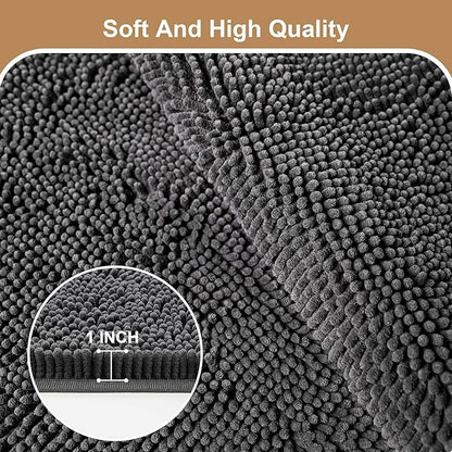 Amyracel Absorbent Dog Door Mat for Muddy Paws, 72" x 24" Non Slip Washable Door Mat Indoor Entrance, Quick Dry Chenille Pet Entry Rugs for Entryway Indoor, Grey