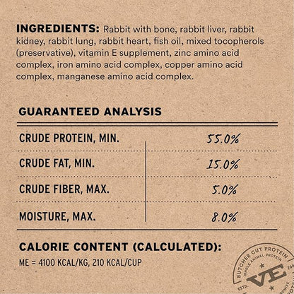 Vital Essentials Freeze-Dried Raw Dog Food, Rabbit Crunchy Mini Nibs | Complete Meal or Mixer | High Protein Dog Food | 25 oz
