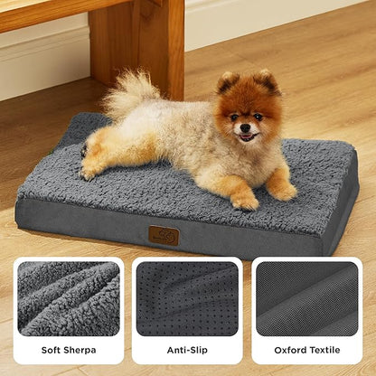 Bedsure Dog Bed for Small Dogs - Comfy Flat Puppy Beds with Removable Washable Cover, Orthopedic Egg Crate Foam Pet Mat, Suitable for Pet Up to 15 lbs