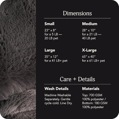 UnHide Floof Pet Bed - Large (35" x 12") - Extra Soft Dog Bed - Removable Faux Fur Cover - Machine Washable - Helps Ease Pet Anxiety & Provides The Perfect Sleep - Charcoal Charlie