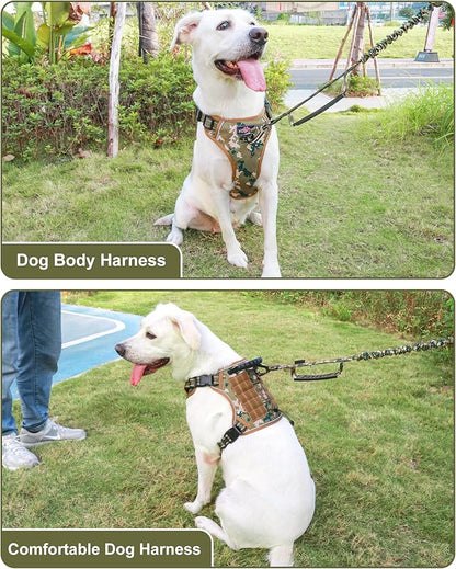 Hotsky Tactical Dog Harness No Pull，Adjustable Service Dog Vest Reflective Military Pet Harness with Control Handle Molle Loop Panels for Training Walking Running(Purple Camo, XL)