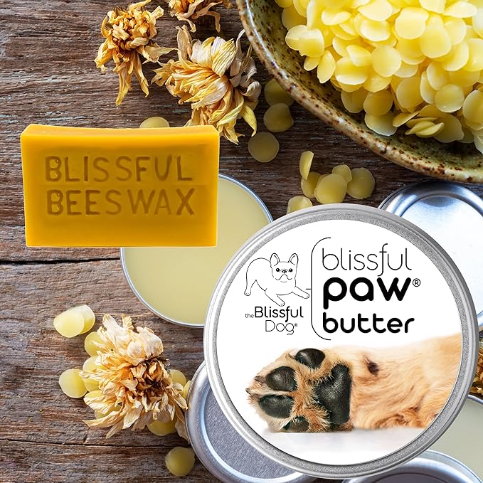 The Blissful Dog Paw Butter, Moisturizer for Dry Paw Pads, Softens and Protects a Rough Paw in Winter, Versatile, Lick-Safe Dog Pad Balm, 8 oz.