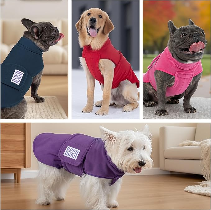 cyeollo Small Dog Sweater, Fleece Dog Sweaters Turtleneck Vest Soft Puppy Sweatshirt Stretchy Pet Fall Autumn Coat Warm Winter Clothes for Small Dogs Girl, Red L