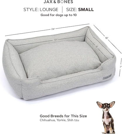 Jax & Bones Dog Bed Lounge - Machine Washable Bed for Dogs - Extra Heavy Duty Bolstered Sides - Vintage Faux Leather Dog Mat Beds | Small 24 x 18 Inches