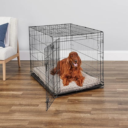 MidWest Homes for Pets 42-Inch iCrate Folding Dog Crate with Divider Panel, Leak-Proof Tray & Secure Latches – Metal Wire Kennel for Large Breeds – Portable, Durable & Easy to Assemble