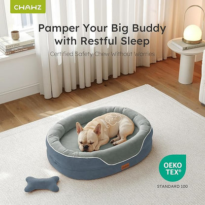 CWAWZ Large Orthopedic Dog Bed, 36 in. Dog Bed for Large Sized Dogs with Full-Surround Bolsters, Dual-Sided Dog Cooling Beds with Memory Foam, Washable Pet Sofa Couch with Nonslip Bottom, Dark Grey
