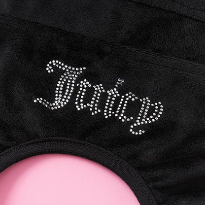 Juicy Couture Hooded Pet Juicy Bling Velour Tracksuit Chest 24 inches for Small Dogs and Cats - Black - M/L