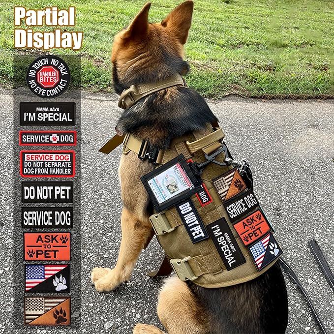 13 PCS Service Dog Patches Removable Tactical Hook Loop Harness Embroidered Do Not Pet Working Dog Patch for Vest Harnesses Collars Leashes