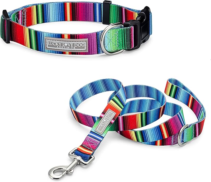 Lucky Love Dog - Adjustable Dog Collar and Leash Set with Easy Click Buckle for Small Dogs, Durable, & Comfortable Collar for Male & Female Dogs, Puppies & Adult Ones - Nacho Combo, XS