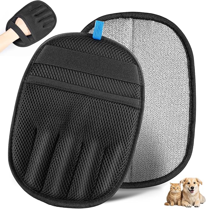 Pet Hair Removal Tool for Cats & Dogs, 2025 New Upgraded Electrostatic Gloves for Pet Hair, Reusable Pet Hair Remover Tool for Couch, Furniture, Carpet, Curtain & Car Seat (Black)