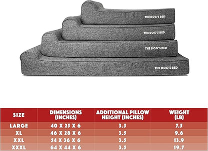 The Dog’s Bed Orthopedic Headrest Dog Bed XXL Grey Linen, Memory Foam, Pain Relief for Arthritis, Hip & Elbow Dysplasia, Post Surgery, Lameness, Waterproof Washable Cover, Veterinary Approved
