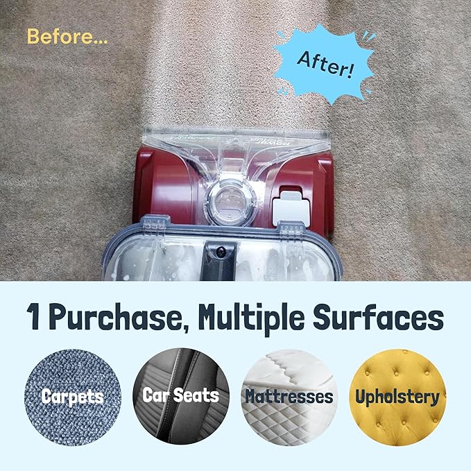 Sunny & Honey Carpet Cleaner Solution - Rug Shampoo & Upholstery Cleaning Solution - Pet Surface Odor Eliminator & Pet Stain Remover (32 fl oz, Fresh Summer Scent)