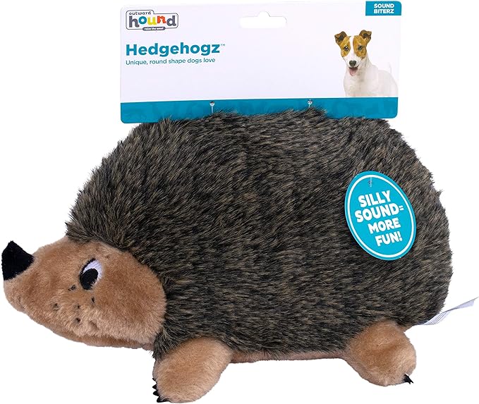 Outward Hound Hedgehogz Stuffed Dog Toy – Soft Plush Hedgehog, Grunts & Squeaks, Large, 12" x 6" x 7"