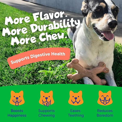 Chew’ems X Bone Dog Chew – Long-Lasting Bacon Flavor Treats for Aggressive Chewers – Rawhide-Free, Durable Dental Chews – Giant Size