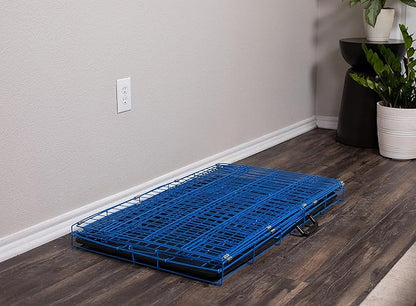 Internet's Best Wire Dog Kennel | Medium (36 Inches) | Double Door Metal Steel Crates | Indoor Outdoor Pet Home | Folding and Collapsible Cage | Blue