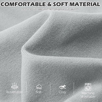 EXPAWLORER Soft Cat Sweater - Sweaters for Cats Only Warm Kitten Clothes, Fall and Winter Pet Coat Pullover Design, Fleece Sweatshirt Clothing Also for Puppy Small Dogs, Grey Small