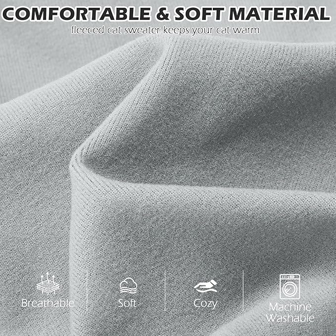 EXPAWLORER Soft Cat Sweater - Sweaters for Cats Only Warm Kitten Clothes, Fall and Winter Pet Coat Pullover Design, Fleece Sweatshirt Clothing Also for Puppy Small Dogs, Grey Large