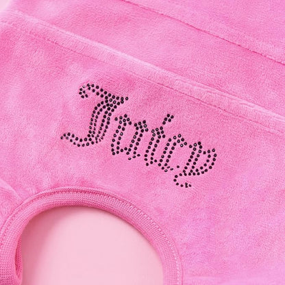 Juicy Couture Hooded Pet Juicy Bling Velour Tracksuit Chest 16 inches for Small Dogs and Cats - Hot Pink - XS/S