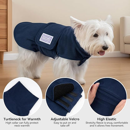 cyeollo XL Dog Sweater, Fleece Dog Sweaters Soft Stretchy Doggie Vest Turtleneck Doggy Sweatshirt Warm Fall & Winter Clothes for Medium to Large Dogs Girl, Navy XL