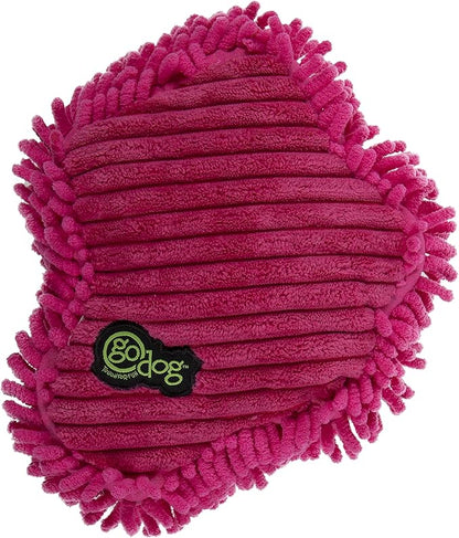 goDog PlayClean Germs Squeaky Plush Dog Toy with Odor-Eliminating Essential Oils, Chew Guard Technology - Pink, Small