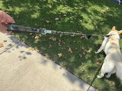 Shed Defender Shock Absorbing Bungee Dog Leash - Three Padded Traffic Handles, Designed in USA, Stretches 4-6 ft, Elastic Dog Leash, Reflective Stitching, Large Dog & Small Breed, Heavy Duty (Camo)