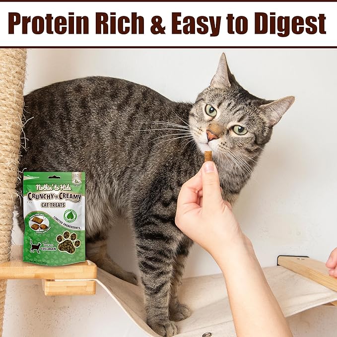 Fieldcrest Farms Nothin’ to Hide Collagen Cat Treats – Crunchy & Creamy Cat Snacks, High-Protein Healthy Treats for Skin, Coat & Joint Support, Catnip Flavor, 3 oz. Bag