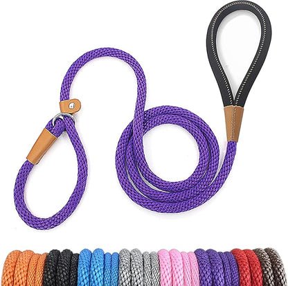 lynxking 5 FT Dog Leash Slip Lead 2 Pack Strong Heavy Duty Braided Dog Training Leash No Pull Training Lead Leashes for Medium Large and Small Dogs