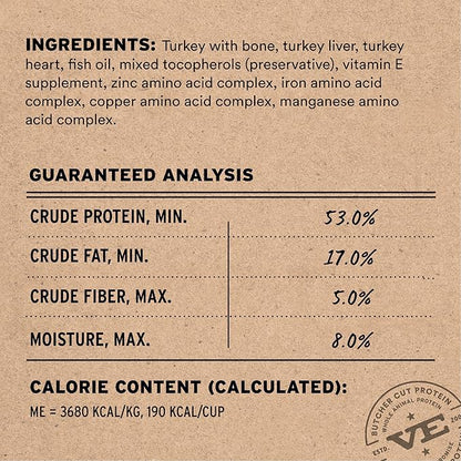 Vital Essentials Freeze-Dried Raw Dog Food, Turkey Crunchy Mini Nibs | Complete Meal or Mixer | High Protein Dog Food | 14 oz