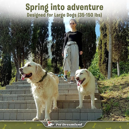 Pet Dreamland Exquisite Hands Free Dual Dog Leash with Tangle-Free Swivel for Large Dogs. Waist Leash for Running with Two Dogs. You Will Absolutely Love This Amazing Dog Walking Belt (Grey and Blue)