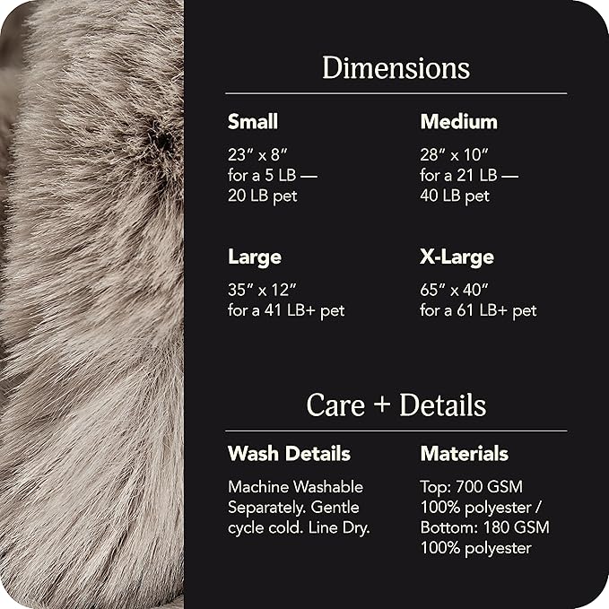 UnHide Floof Pet Bed - Small (23" x 8") - Extra Soft Dog Bed - Removable Faux Fur Cover - Machine Washable - Helps Ease Pet Anxiety & Provides The Perfect Sleep - Taupe Ducky